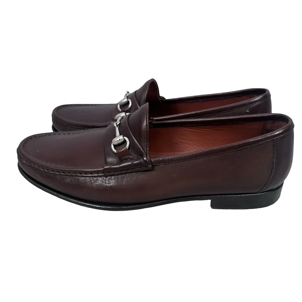 Allen Edmonds Verona II Mens 10 D Dark Brown Leather Bit Loafers Made in Italy